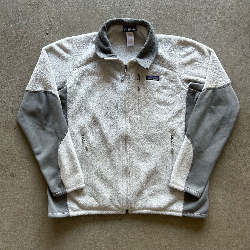Patagonia R2 Regulator Jacket Womens Large White Gray Fleece Full Zip 25146FA12